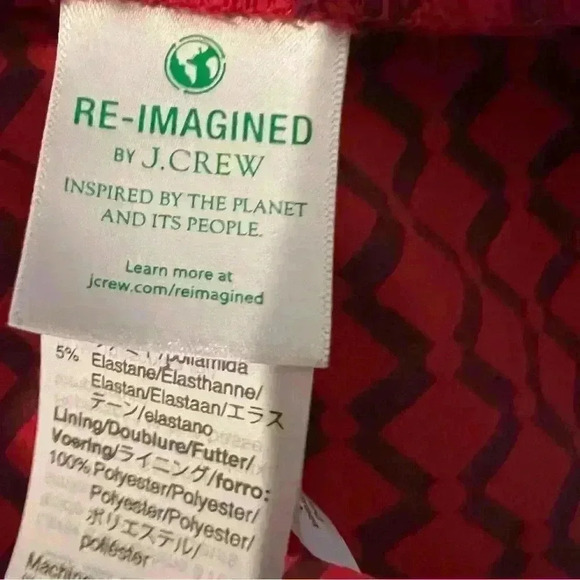 J Crew Men’s Swim Trunks Shorts Suit Geometric Patterned in Red and Navy Size 35 - Picture 9 of 9